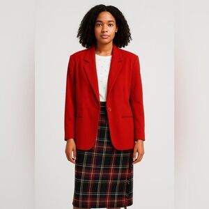 VintageSummit Hill Petite wool cashmere, blend, blazer, and plaid wrap skirt set